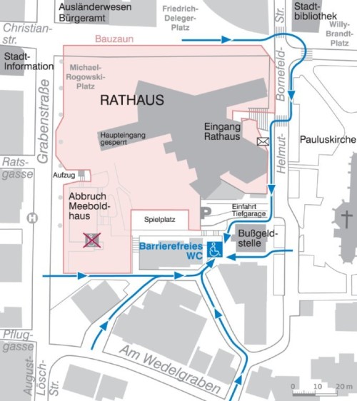 Plan Standort provisorisches barrierefreies WC, Innenstadt Heidenheim Plan Standort provisorisches barrierefreies WC, Innenstadt Heidenheim