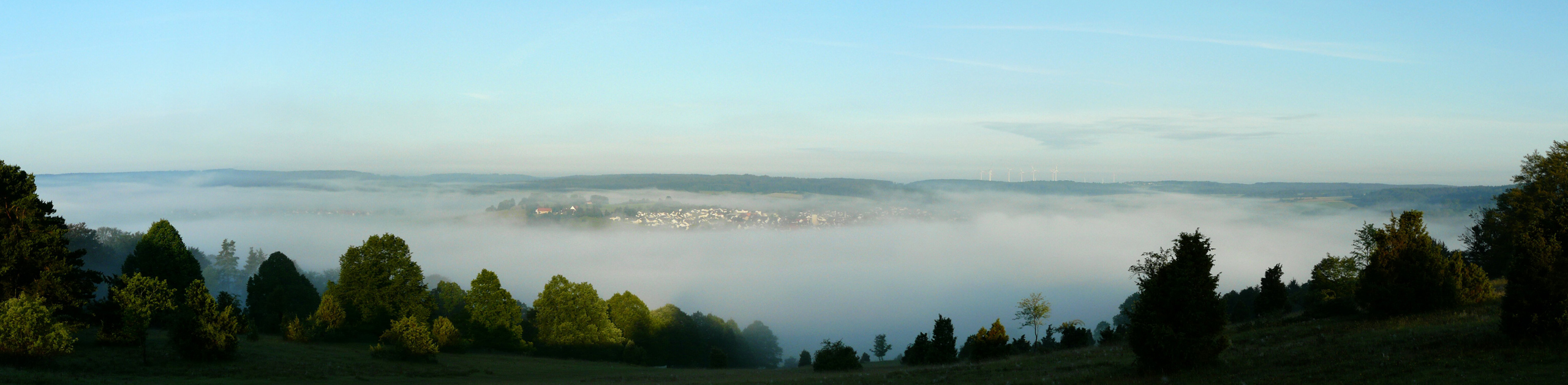 Blick auf Stadt im Nebel, Foto: Walter Kraft
